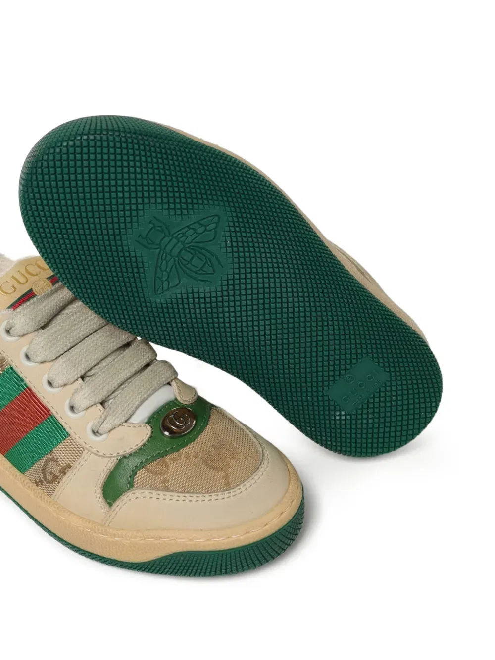 Кроссовки Screener с полосатым логотипом Gucci Kids, нейтральный — фото 4
