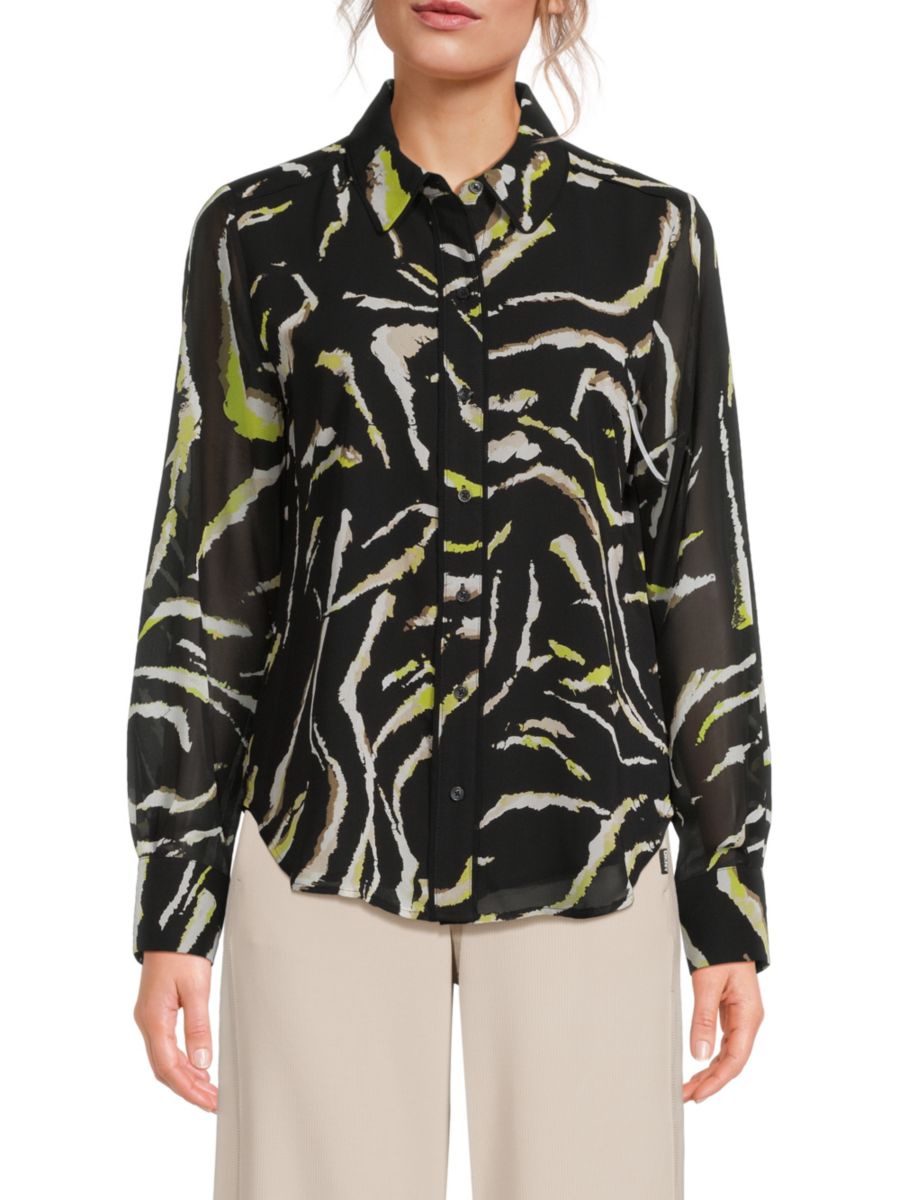 

Рубашка с абстрактным принтом DKNY, цвет Acid Yellow Black
