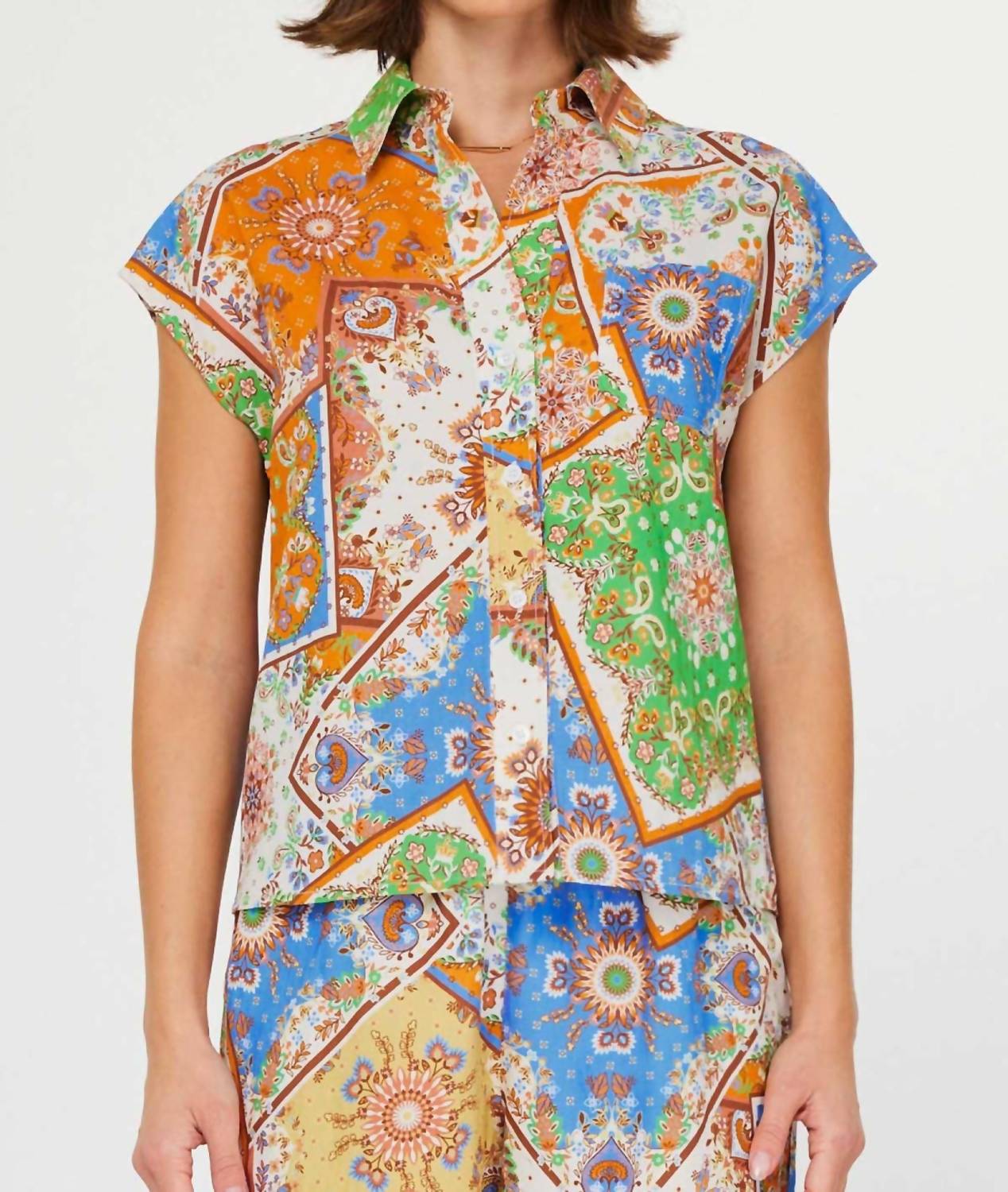 

Блузка с коротким рукавом и бандана-воротником в мультицветном исполнении Current air