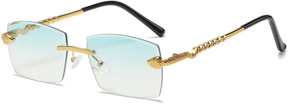 

Солнцезащитные очки с защитой от УФ-излучения UV400 | Без оправы, прозрачные линзы цвета океана | Для женщин и мужчин, для занятий спортом на открытом воздухе и вождения DSVIGF, Gold Green