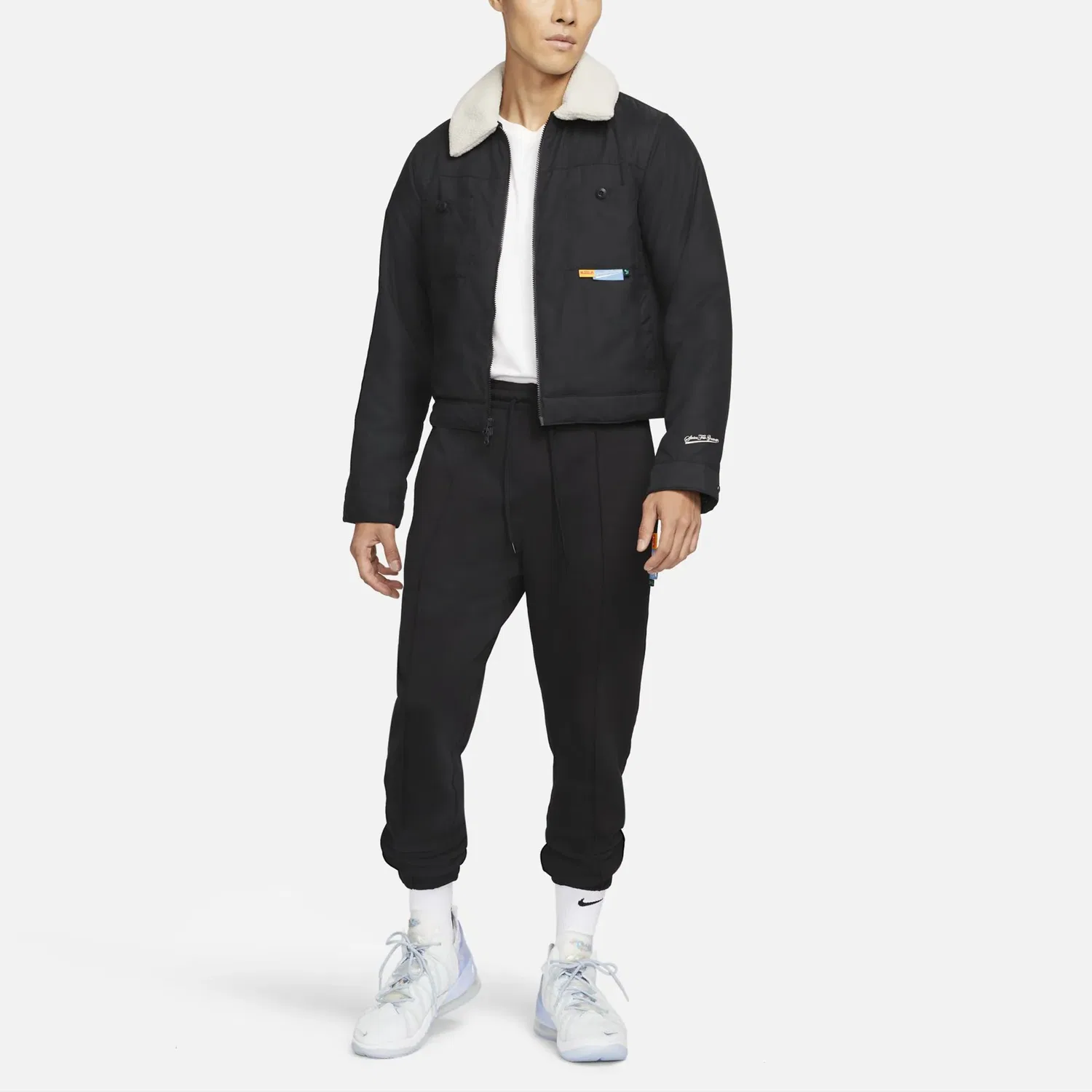 Мужская флисовая спортивная куртка Nike с отворотом, черная, модель DA6716-010 — фото 3