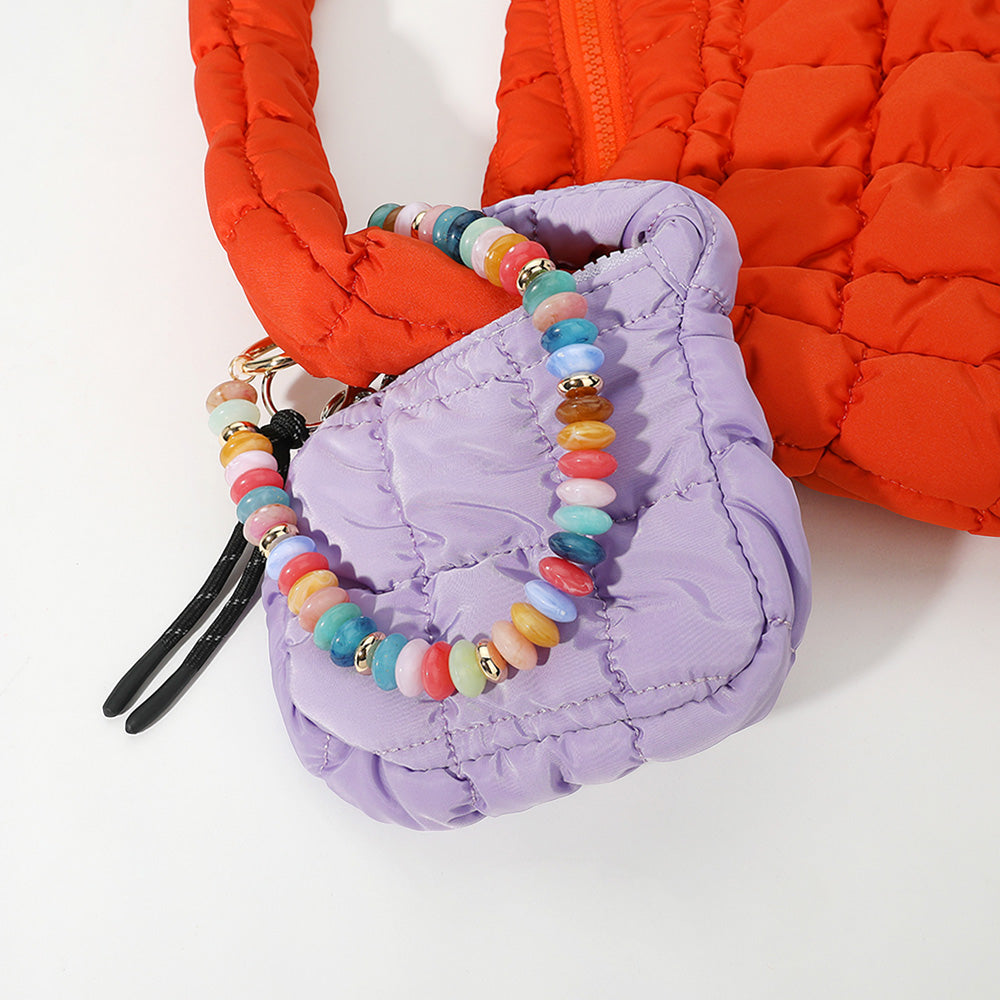 

Мини-сумка-кошелек из стеганого пуховика / подвеска на сумку FASHNZFAB, лавандовый
