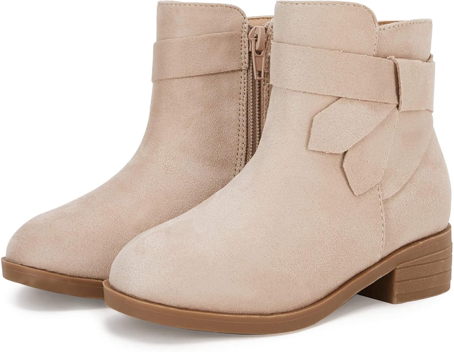 

Детские ботинки PiePieBuy для девочек с узлом на щиколотке, массивным низким каблуком, стиль Челси, зимние с молнией, Beige