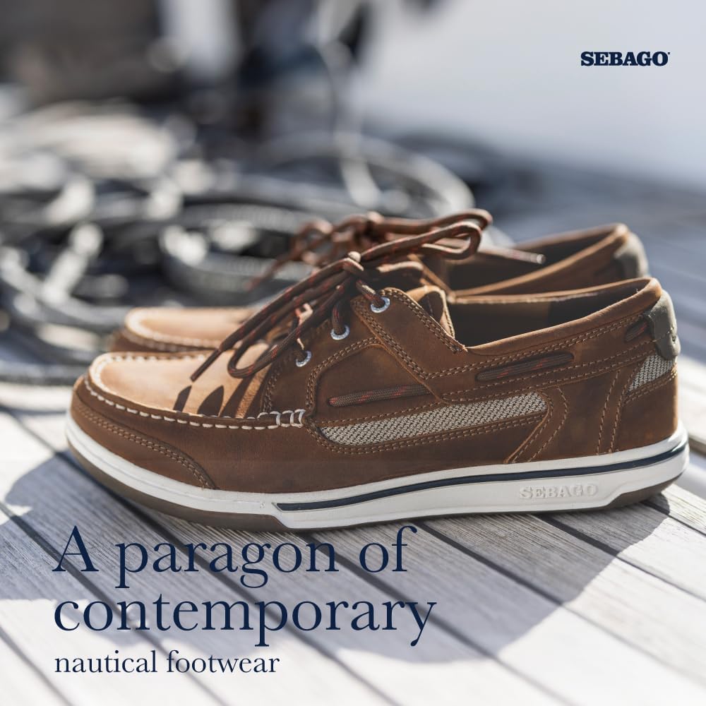 Мокасины Sebago Triton Three Eyelets FGL для лодки - восковая кожа, дышащая сетчатая подкладка, удобная стелька EVA и резиновая подошва, пришитая по технологии Strobel, синий — фото 4