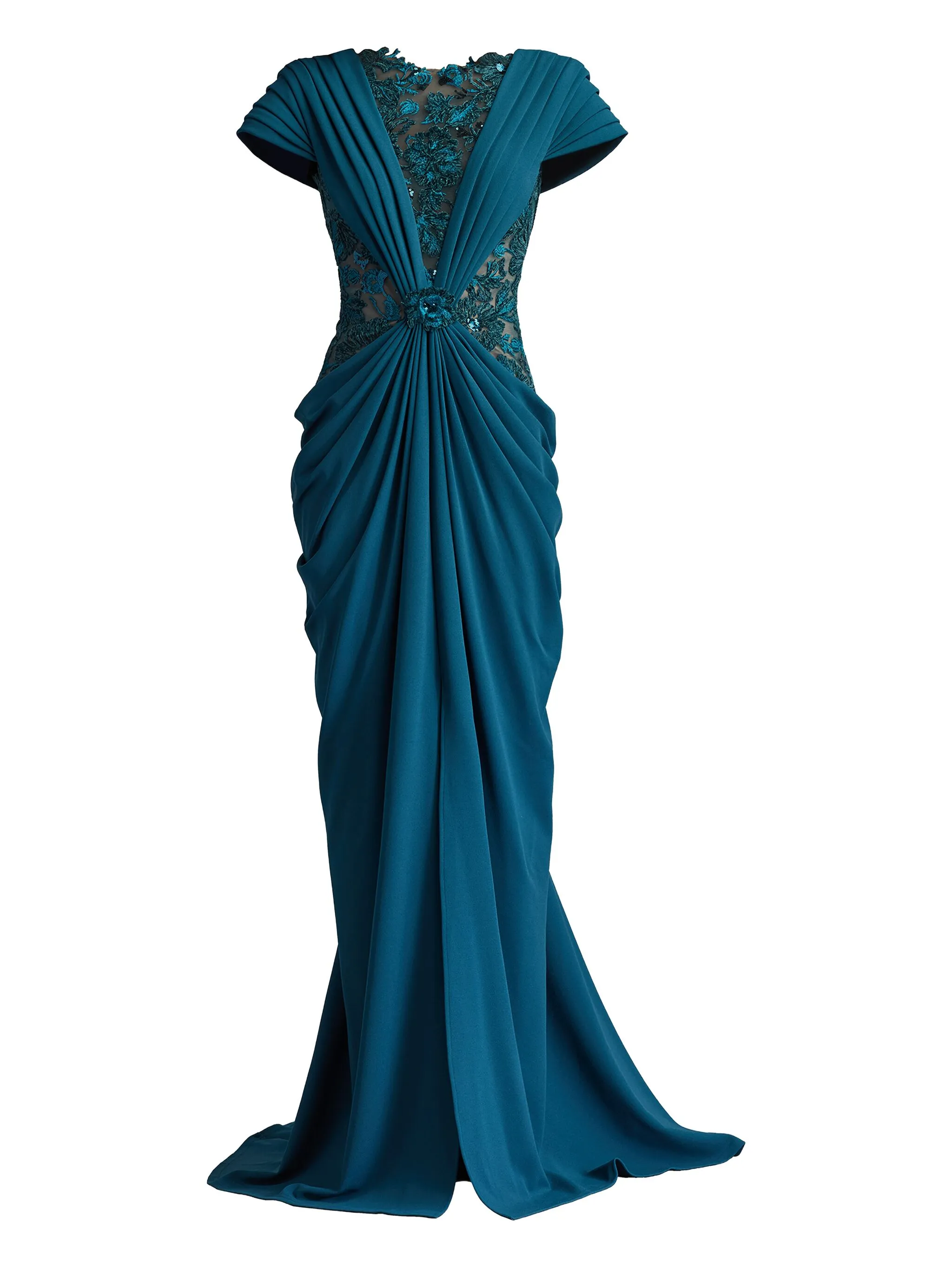 

Платье макси с пайетками Tadashi Shoji, синий