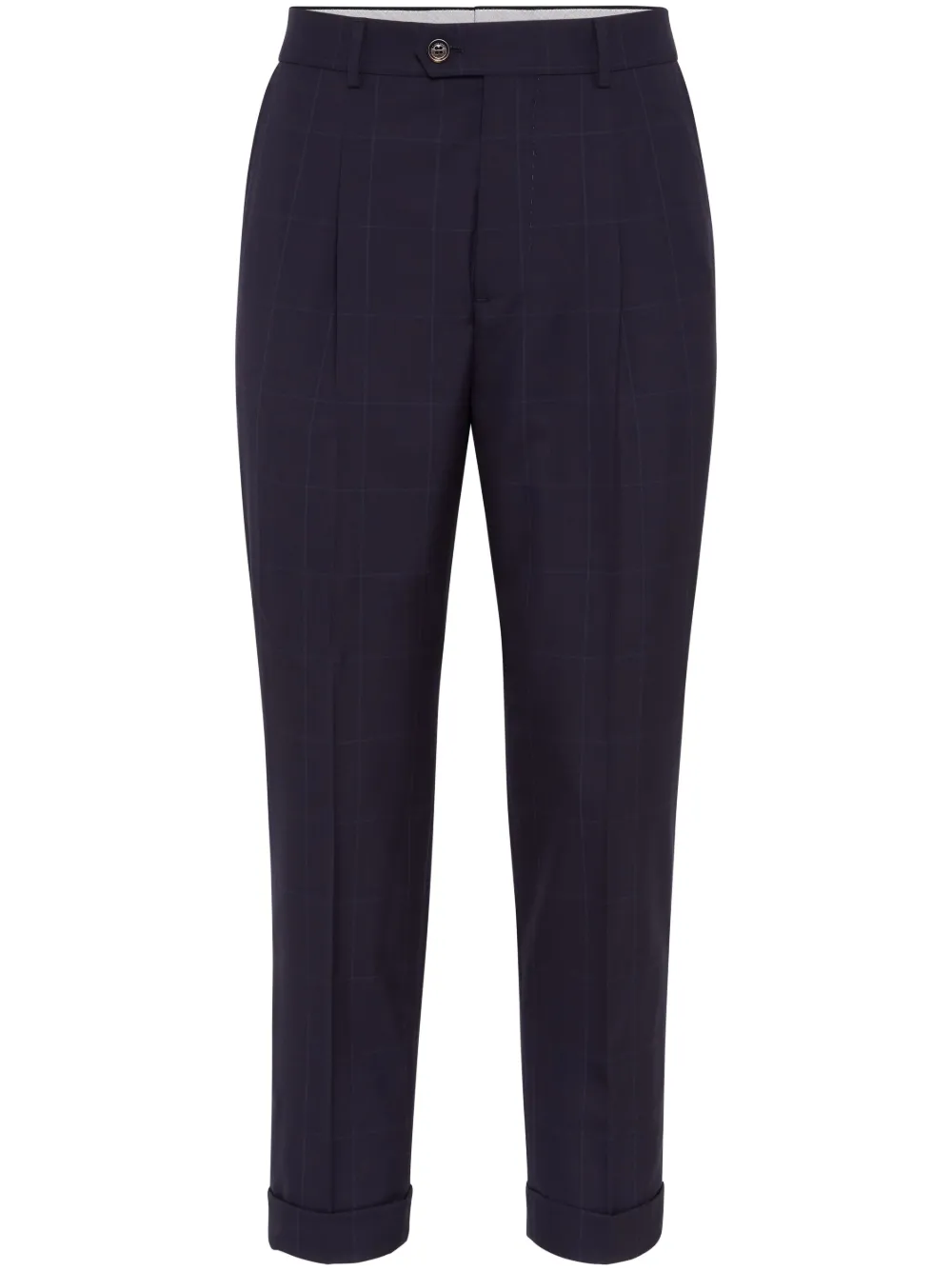 

Check-pattern virgin-wool trousers Brunello Cucinelli, синий