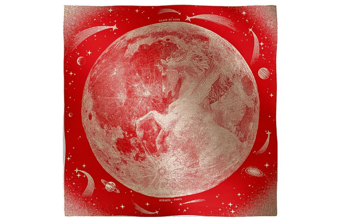

HERMES Женская шаль Clair De Lune красного цвета