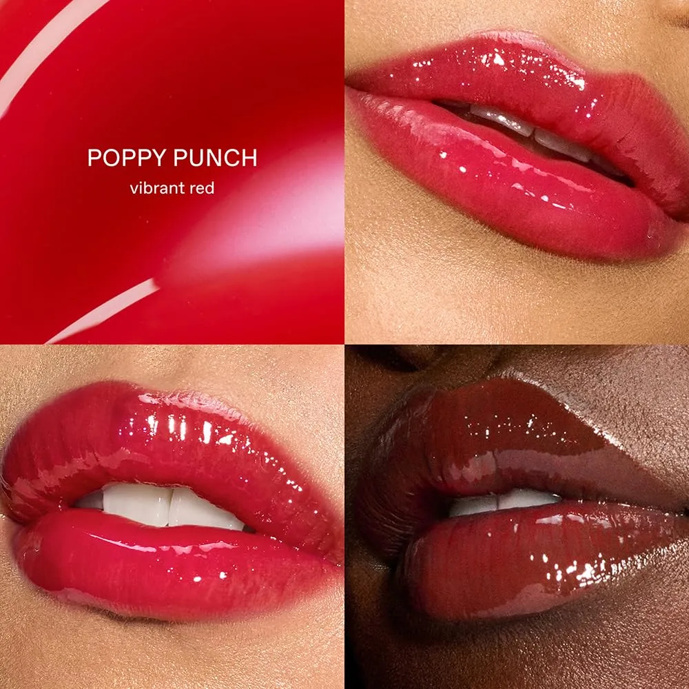 rem beauty Wicked: For Good | Блеск для губ Poppy Plumping Lip Gloss | Мгновенный эффект увеличения объема для увлажненных, мягких и гладких губ | Шелковистая, нелипкая текстура | 0,34 жидких унции, Poppy Punch — фото 3