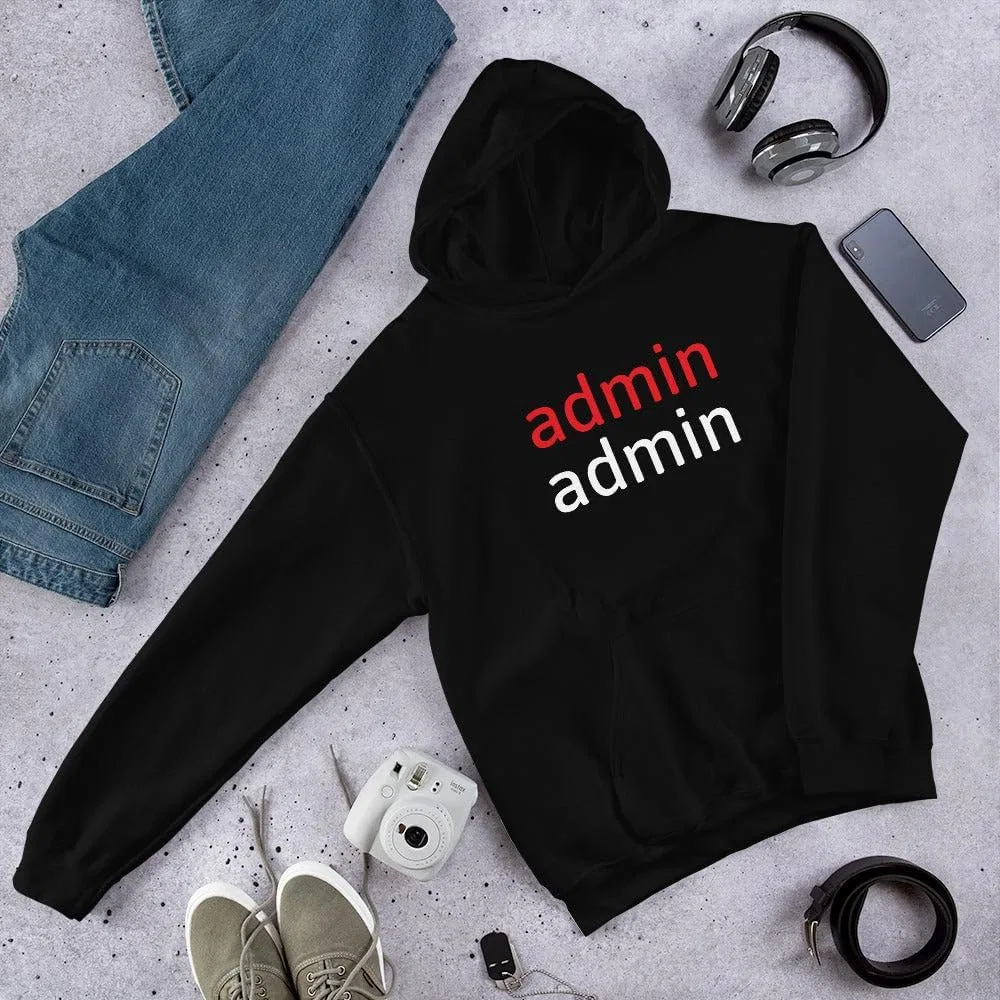 admin admin - Толстовка с капюшоном (белый текст) — фото 4