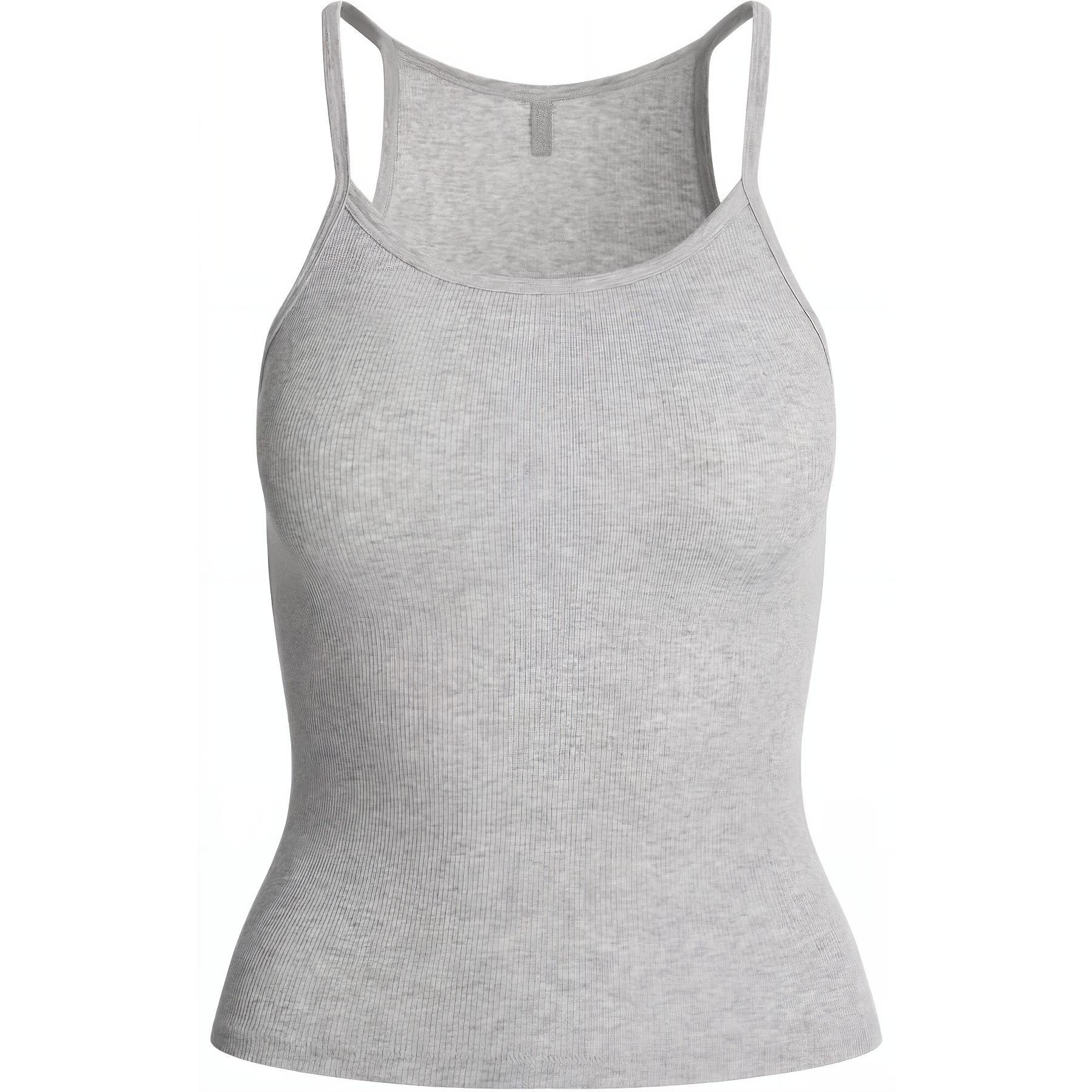 

SS25 COTTON RIB LONG CAMI майка женская LIGHT HEATHER GREY/Light Heather Skims, светло-серый/светло-серый