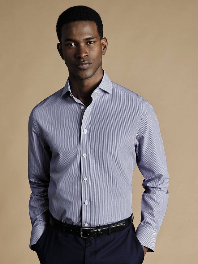 

Хлопковая поплиновая рубашка Bengal Stripe без глажки Charles Tyrwhitt, Blue