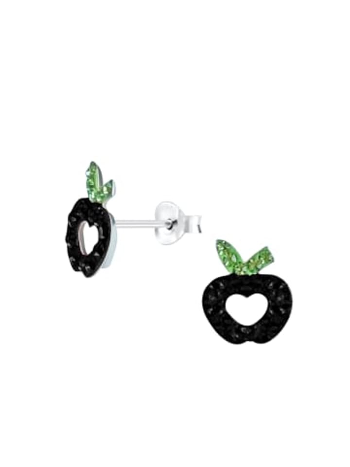 

Alexander York Серьги-гвоздики в форме яблока с черным кристаллом из серебра 925 пробы, комплект из 2 штук