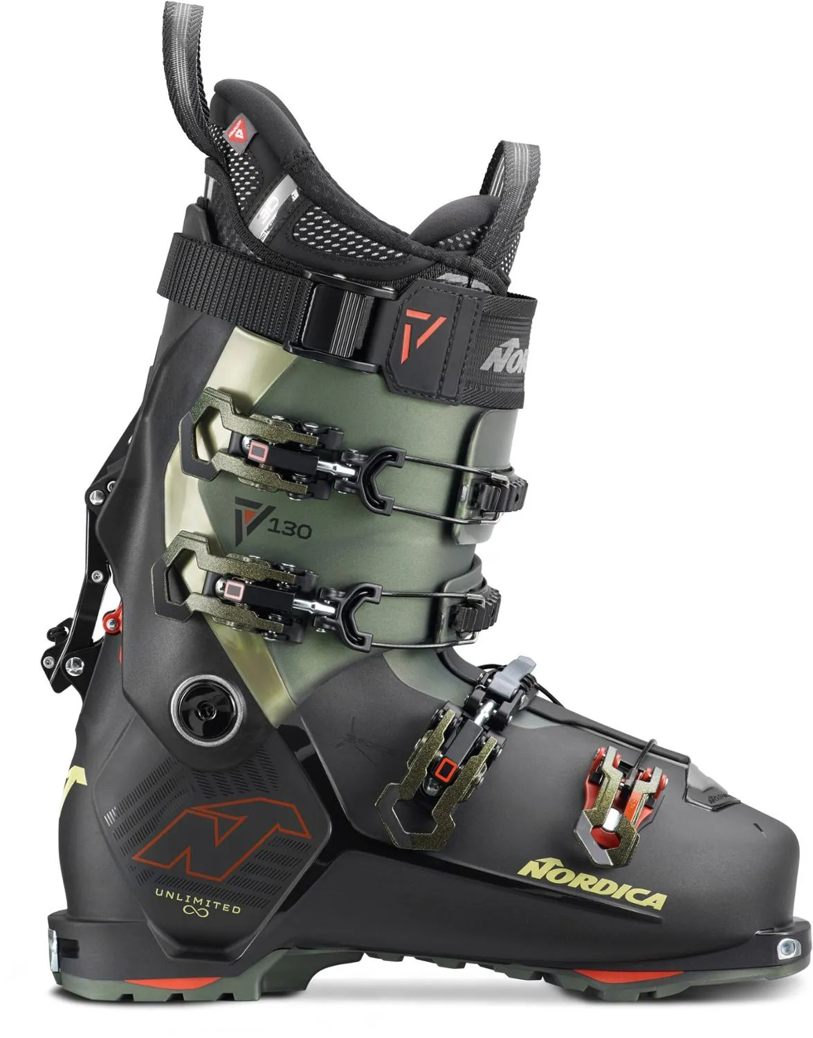

Ботинки для лыж Unlimited 130 DYN - 2024/2025 Nordica, Black/Irid Green/Red