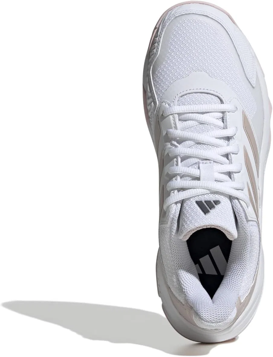 Кроссовки теннисные Adidas Courtjam Control 3, White/Sandy Pink Met./Sandy Pink — фото 2