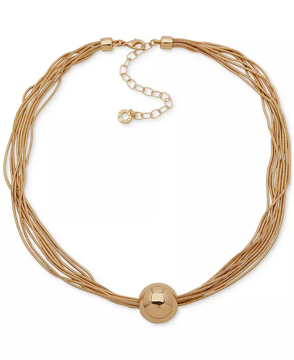 

Ожерелье-Ошейник из золотистой цепочки с несколькими змейками и полированными сферами, 16 дюймов + удлинитель 3 дюйма Anne Klein, gold