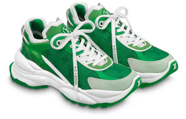 Кроссовки run 55 sneakers 'green monogram' Louis Vuitton, зеленый — фото 2