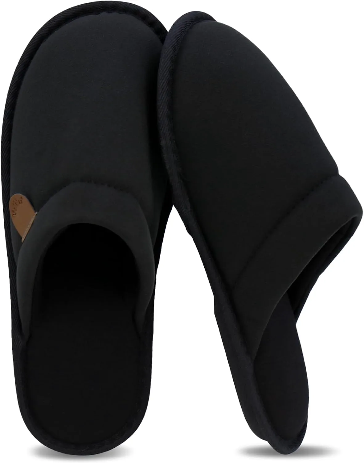 

WALKFUN Удобные домашние тапочки для мужчин с закрытым носком, комфортные для дома, теплые шлепанцы с памятью формы для спальни и домашнего использования, черный