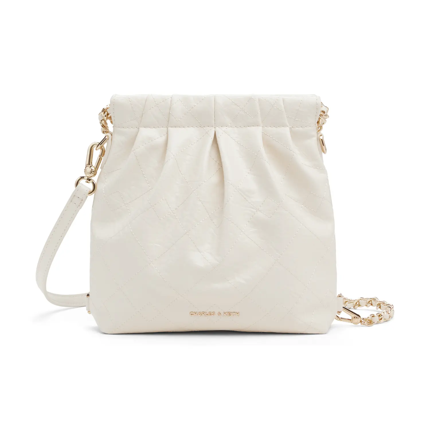 

CHARLES&KEITH Дамская маленькая сумка через плечо разноцветная, Cream Milk White
