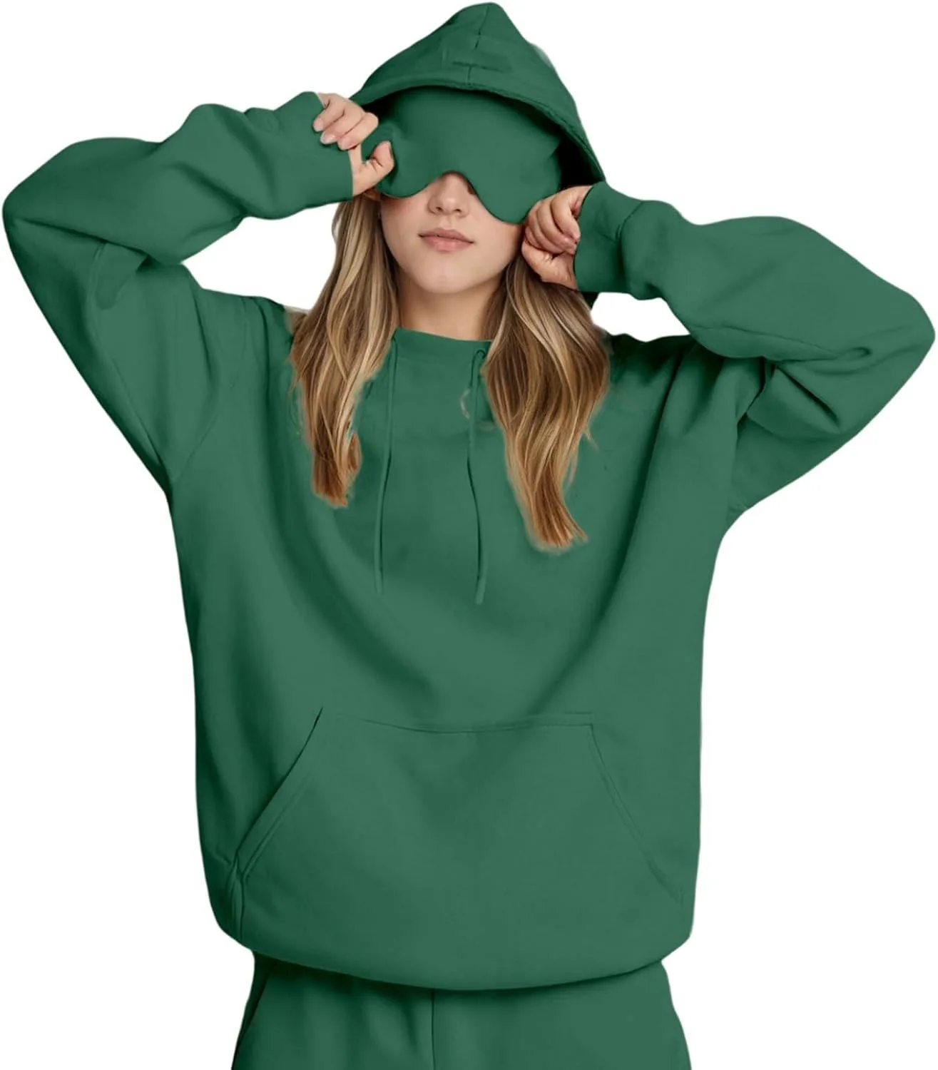 Толстовка с капюшоном и маской для сна Unisex, с карманом, для путешествий — фото 2