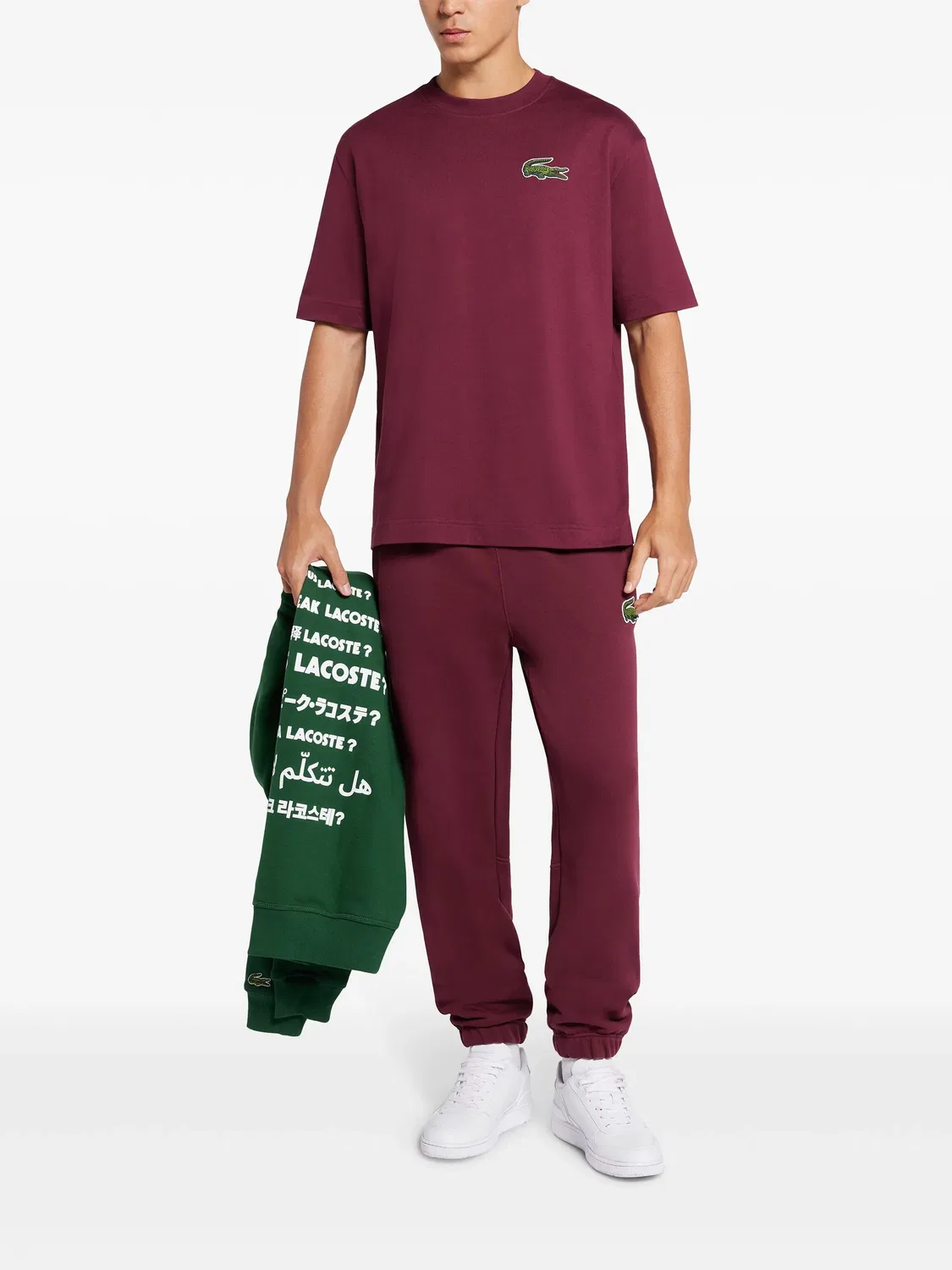 Спортивные брюки из органического хлопка с логотипом Lacoste, бордовый — фото 2