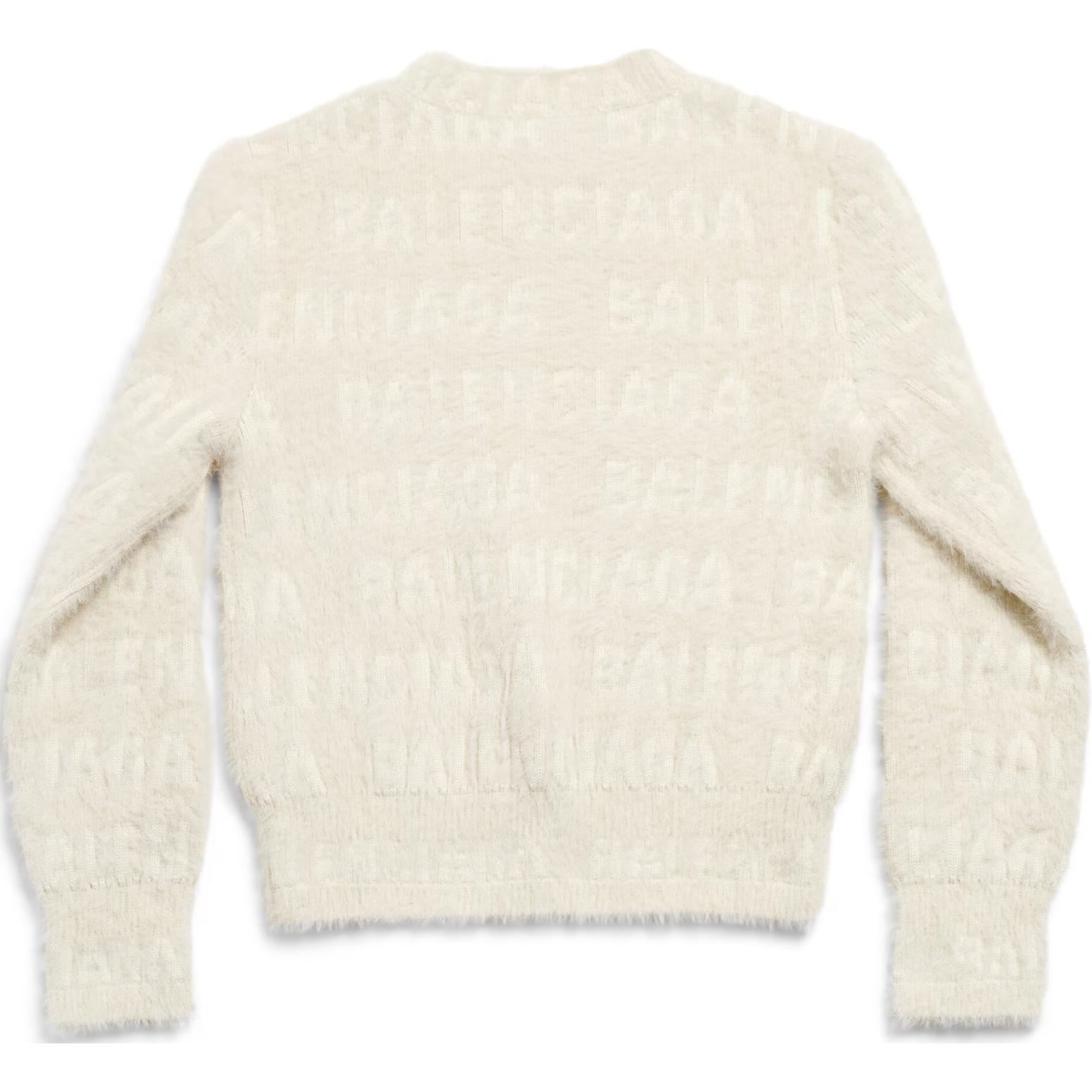 Свитер Allover Logo Furry Fitted Balenciaga, светло бежевый — фото 4