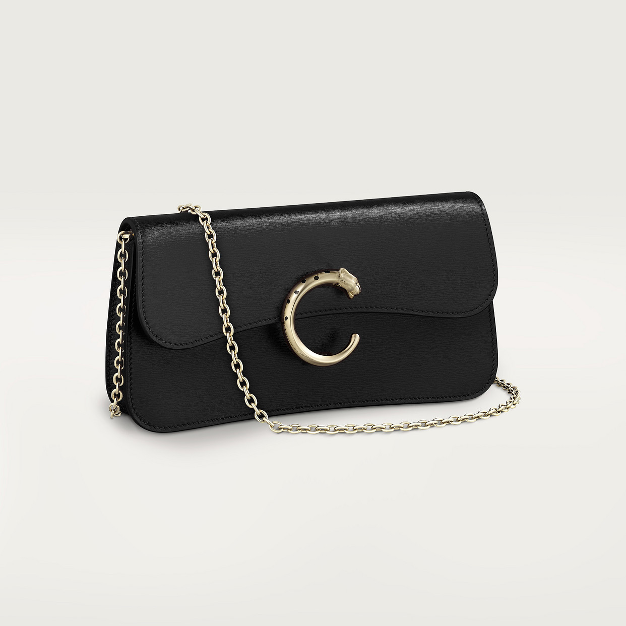 

Женская сумка через плечо Cartier Sac chaine mini modèle, Panthère C de Cartier, черная телячья кожа