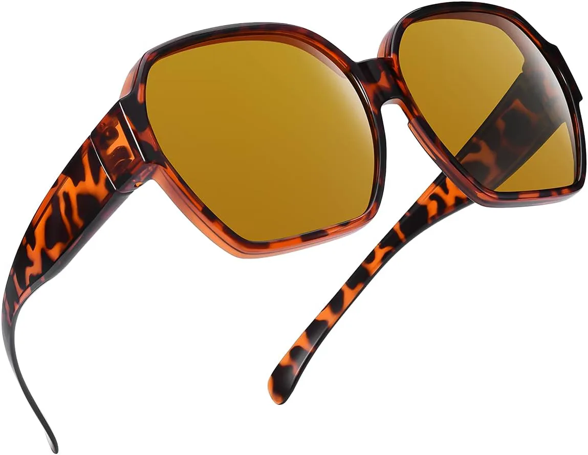 

Квадратные, увеличенные, поляризованные очки, надеваемые поверх солнцезащитных очков, с легкой крупной оправой, для женщин и мужчин TINHAO, F01-amber Leopard/Brown