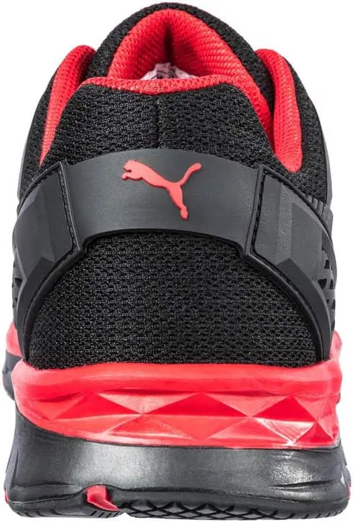 Кроссовки PUMA Safety Fuse Motion 2.0 Green Low Work Shoe Safety Shoe S1P ESD HRO SRC имеют защитный колпачок из стекловолокна, обеспечивают термозащиту, защиту, не содержат металла, подходят для веганов, мужского пола, черный/красный — фото 4