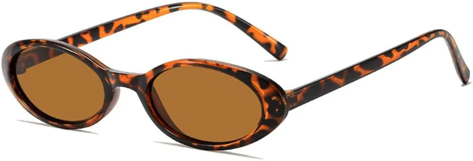 

Модные овальные солнцезащитные очки для женщин, трендовые очки с защитой от УФ-излучения UV400, модель унисекс, для отдыха на природе и пляже UJNHGQ, Leopard Tea