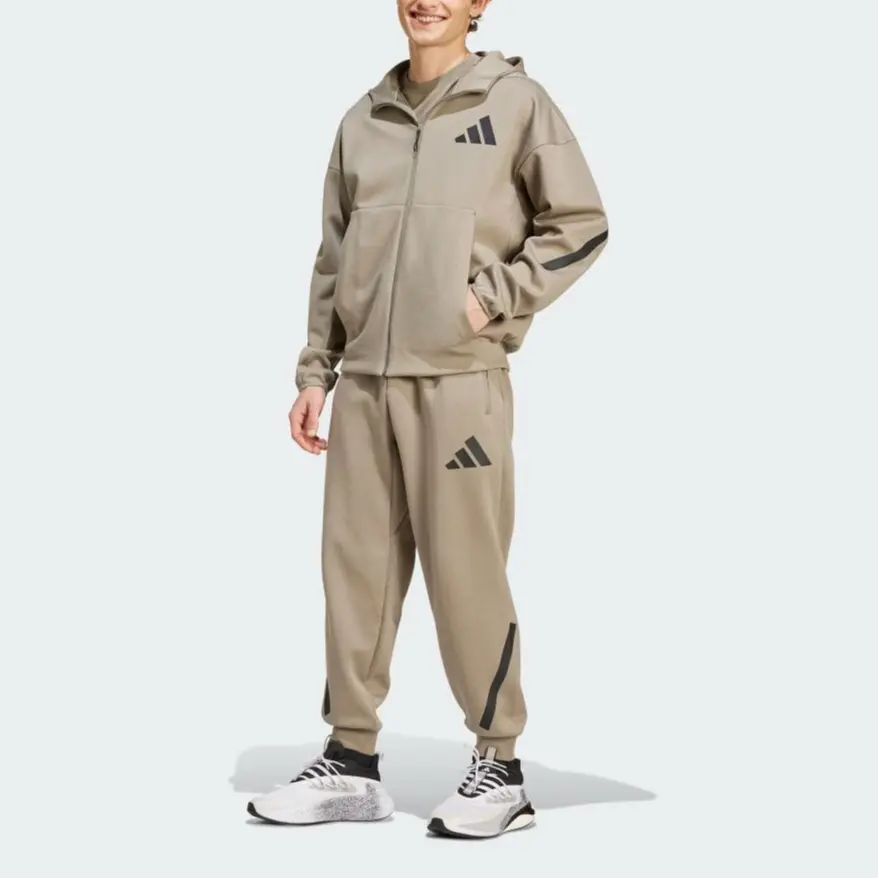 Бесплатная доставка с AdiClub Z.N.E. Полно-замковая толстовка с капюшоном Adidas, цвет Clay — фото 3