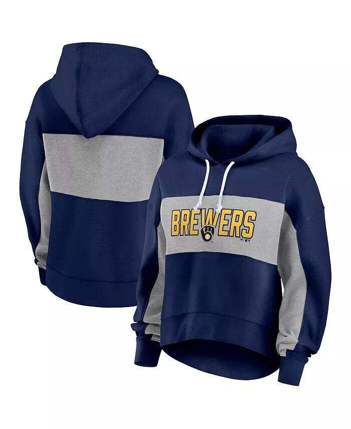 

Женский темно-синий пуловер с капюшоном Milwaukee Brewers Fanatics