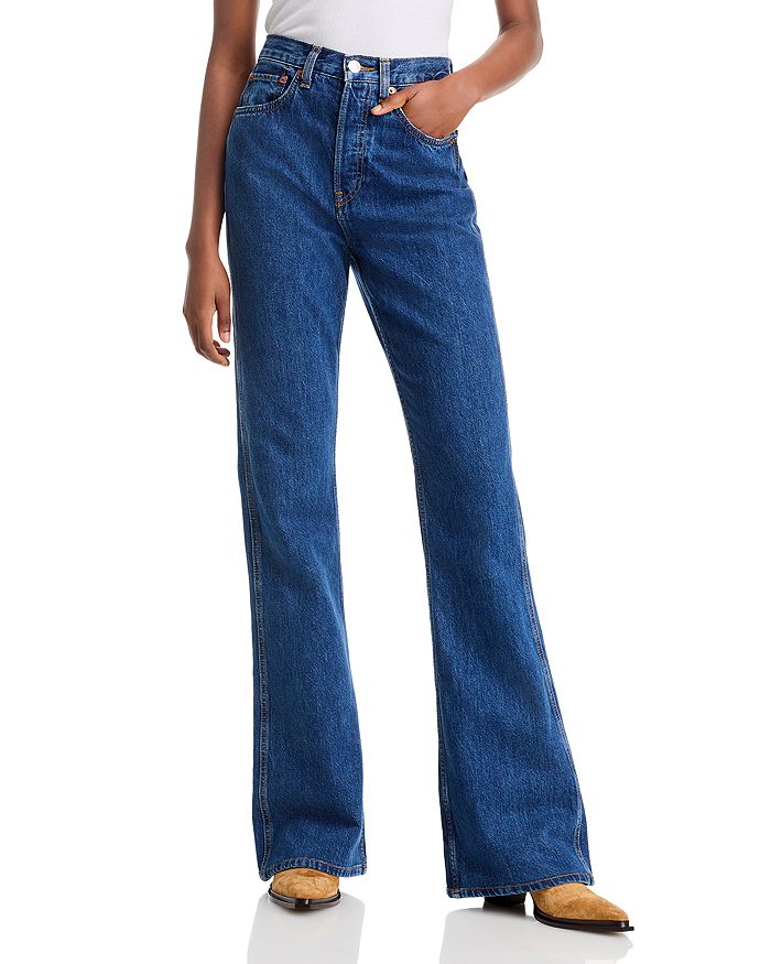 

Джинсы Riding High Rise Long Bootcut в цвете Faded Rider RE/DONE, синий