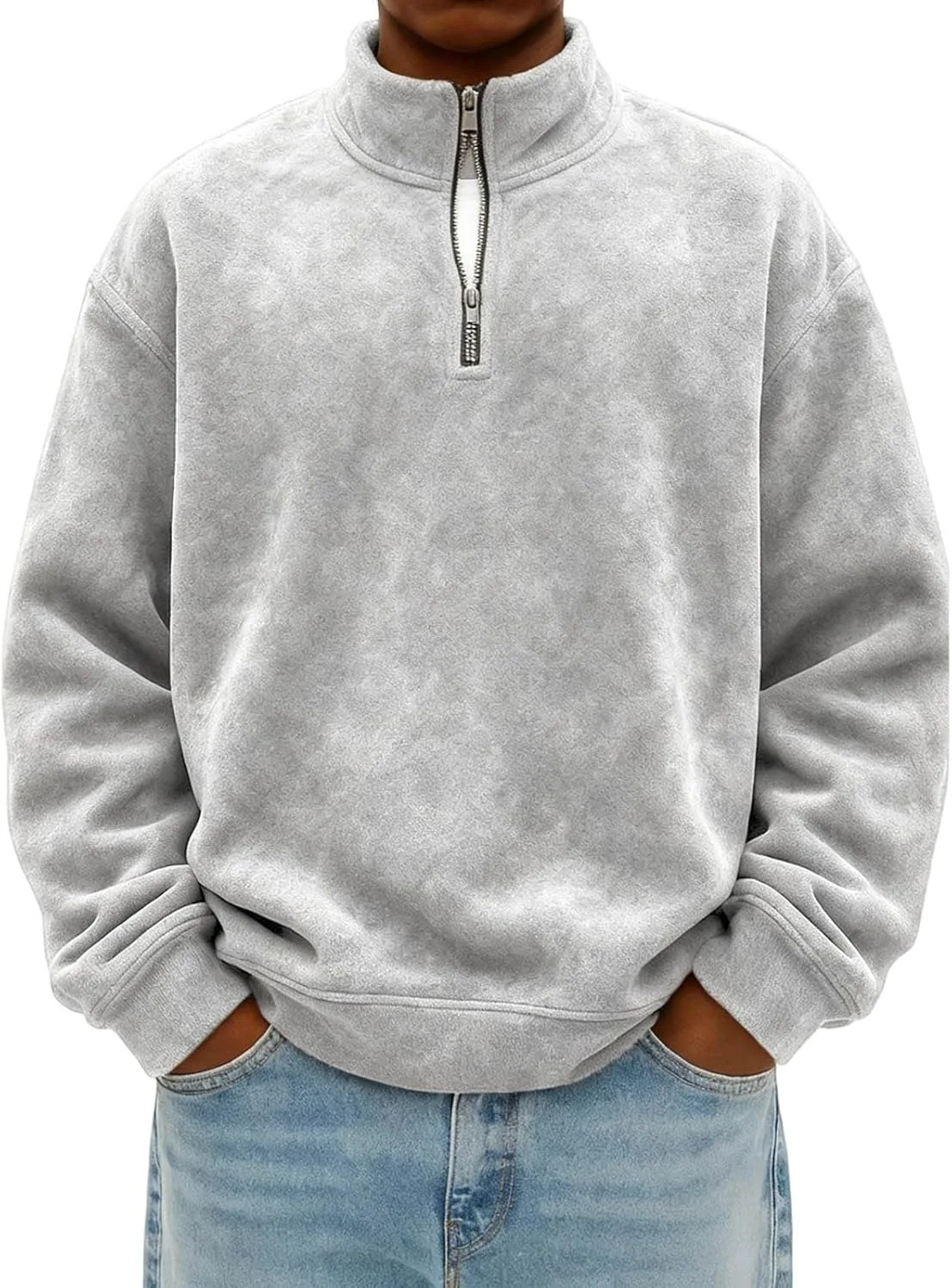 

Мужской свитшот с воротником стойкой, хлопковый, для бега и спортзала