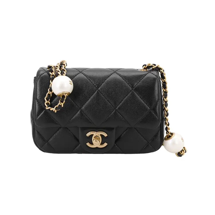 CHANEL Миниатюрная квадратная сумка через плечо из овчины — фото 3