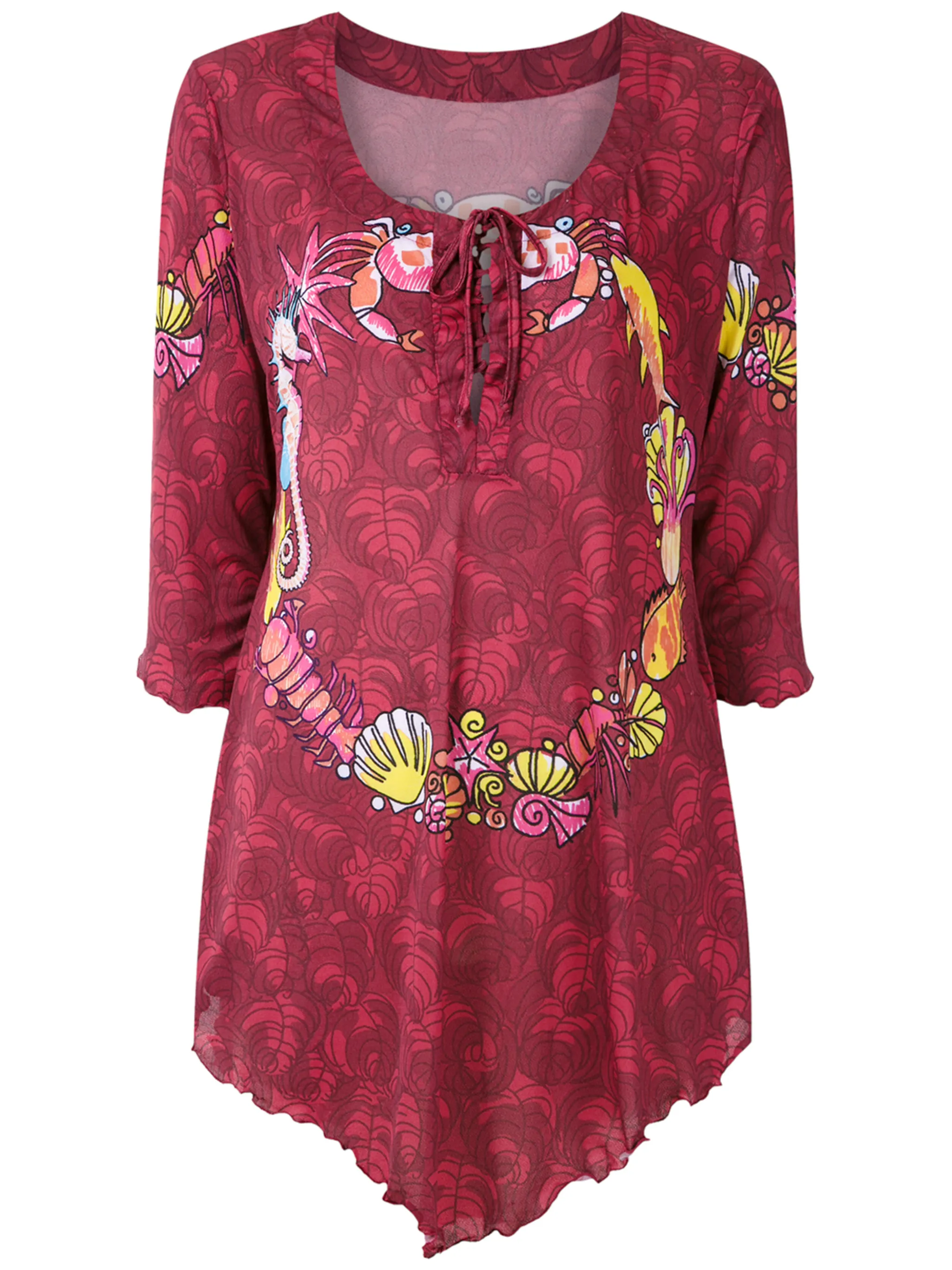 

Платье с принтом и шнуровкой Amir Slama, красный