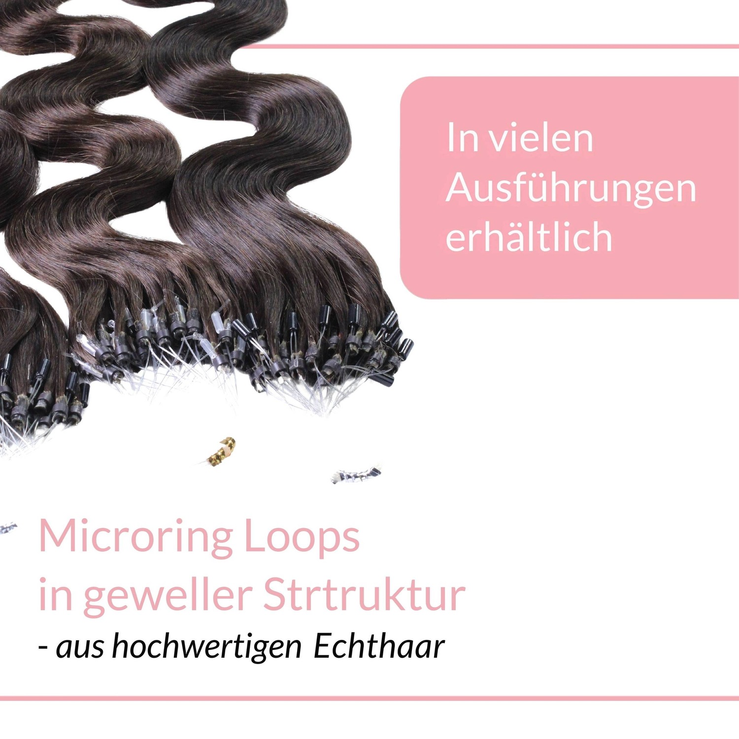 Накладные волосы microring extensions echthaar #5/0 hellbraun 1g Hair2Heart, 60cm, количество 25 шт. — фото 3