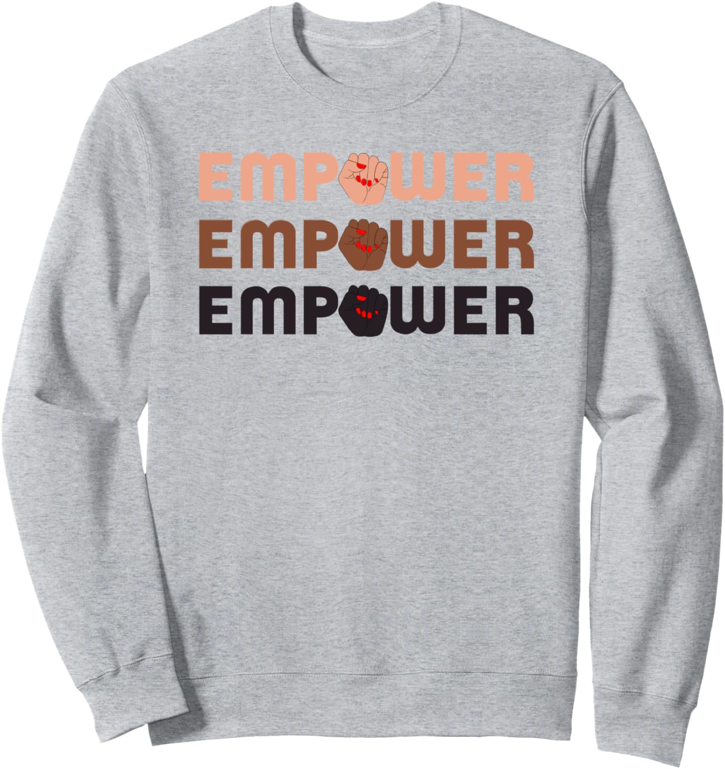 

Толстовка с надписью Empower Raised Fist Word Stack Trendy Apparel, серый