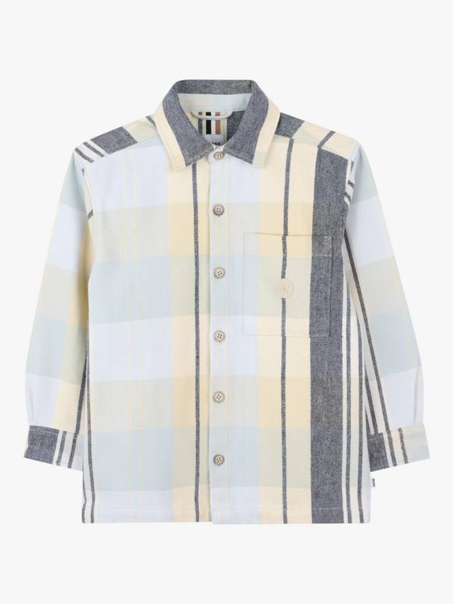 

Детская хлопковая рубашка с длинными рукавами в клетку HUGO BOSS, Pale Blue