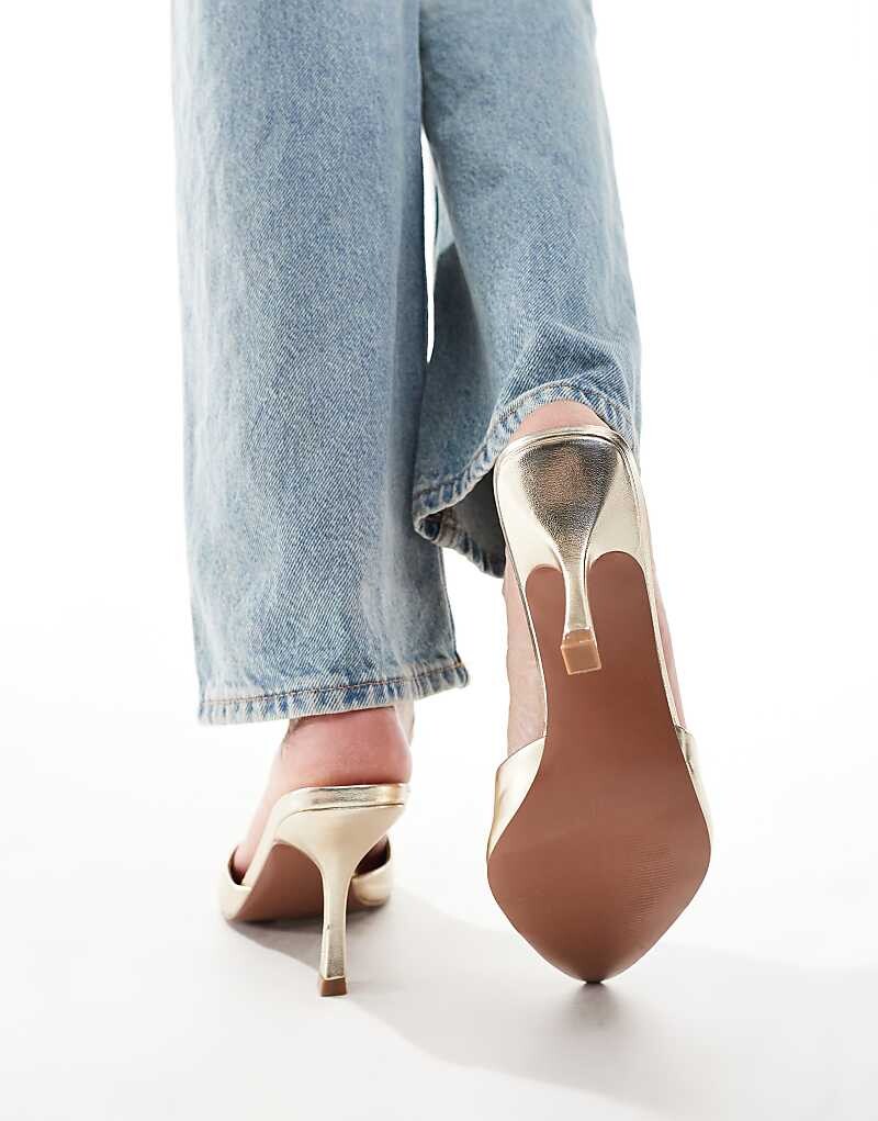 

ASOS DESIGN – Heyday – Золотые мюли на высоком каблуке и заостренной подошве