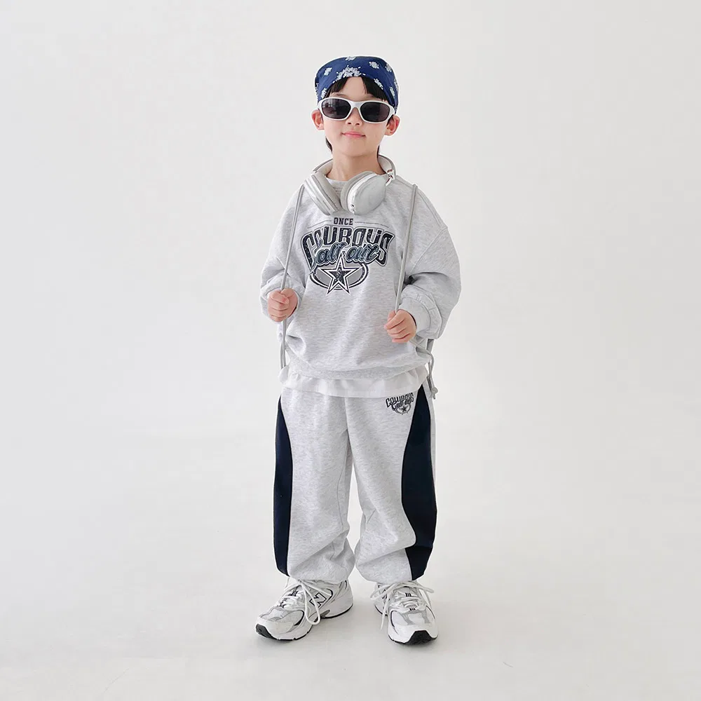 Детский костюм с логотипом и гитарой BERRYCLOSET, хлопок/полиэстер, светло-серый
