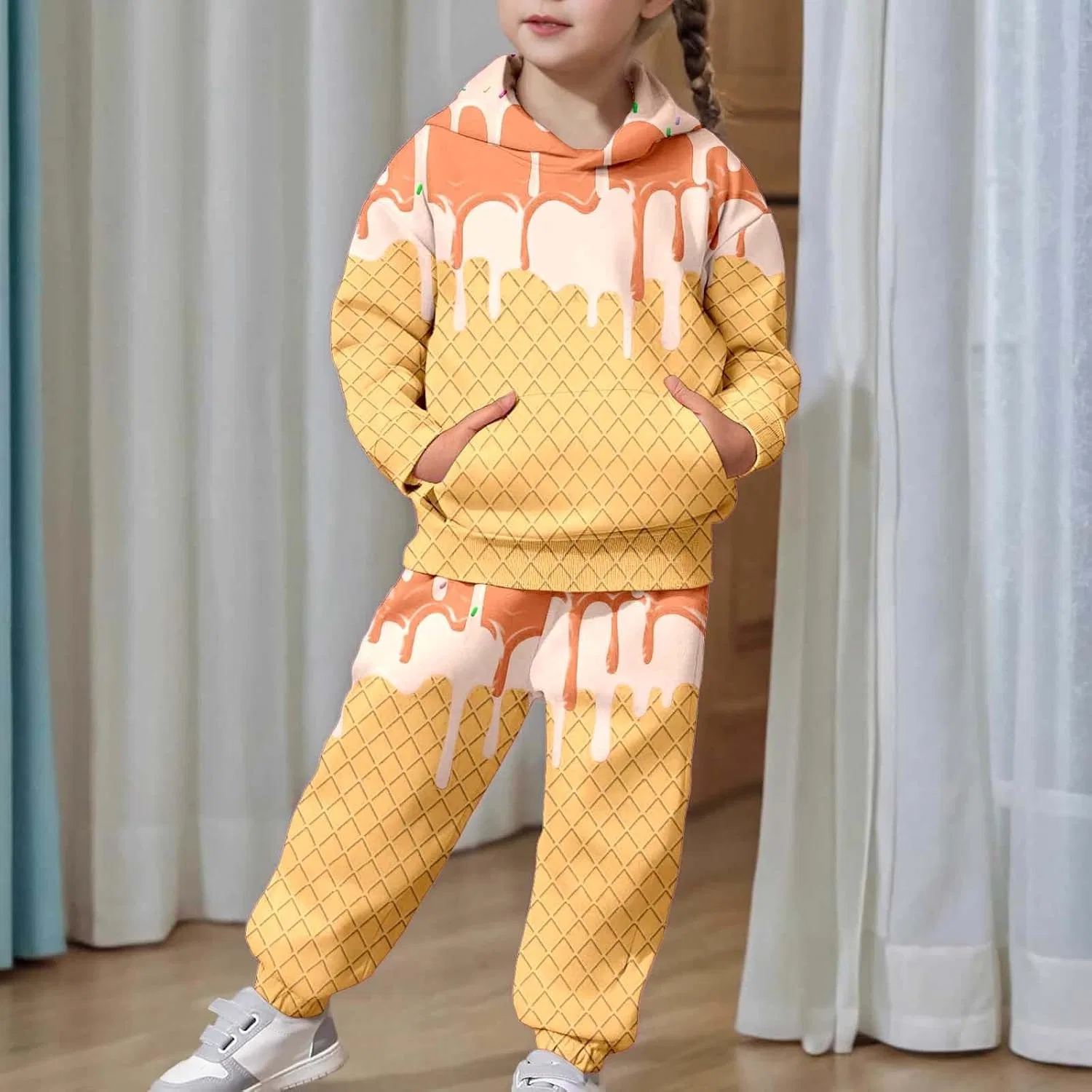 Детский спортивный костюм с принтом мороженое, Generic, 11-orange — фото 2