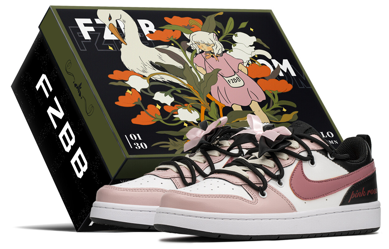 

Кроссовки Nike Court Borough Skateboarding Shoes Women's Low-top Black/pink, черный/розовый