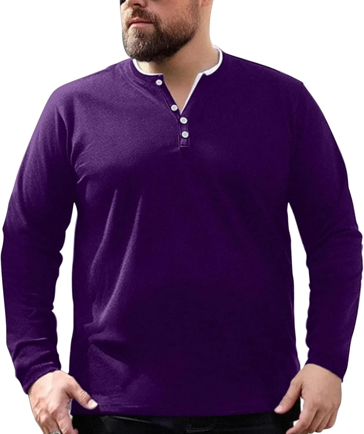 

Мужская футболка-поло Plus Size с длинным рукавом, легкая, V-образный вырез QUNPIU