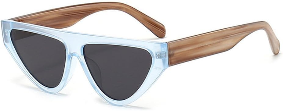 

Солнцезащитные очки треугольной формы с имитацией древесной текстуры для мужчин и женщин, модные очки «кошачий глаз», стильные и роскошные солнцезащитные очки с защитой от УФ-излучения UV400 TVTBBVV, Blue