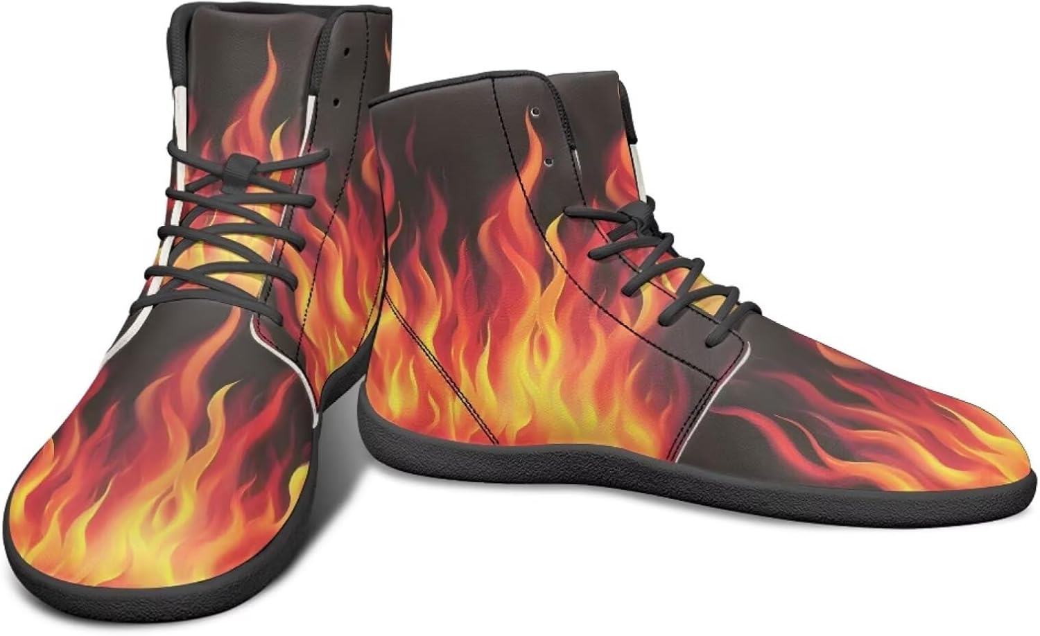 

Высокие кроссовки с узором молнии и огня, босоножки с нулевым перепадом, кожаные кроссовки для бега, заземляющие обувь для мужчин Watdotory, ярко-красный