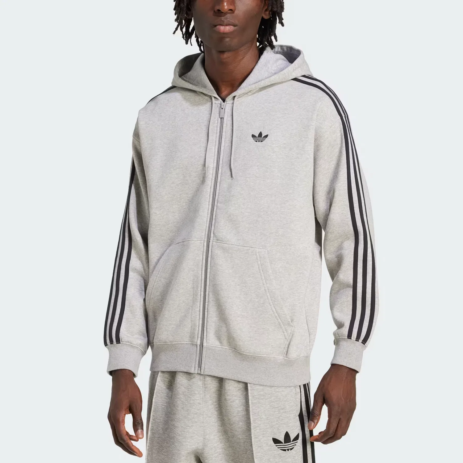 Свитшот ADICOLOR мужской Adidas Originals, Medium Gray Heather/Black — фото 3