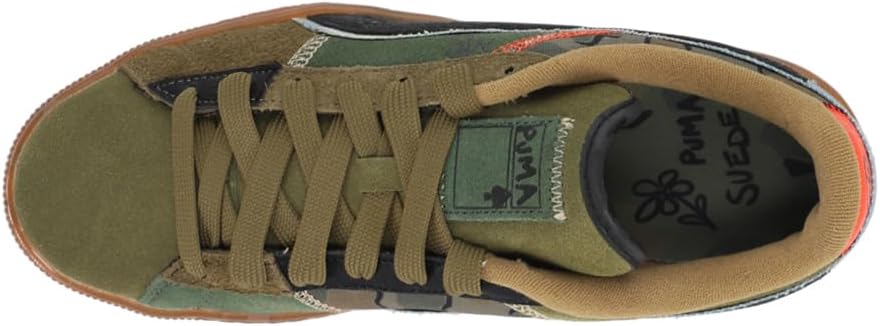 Кроссовки PUMA мужские замшевые Peace and Love Flagship с камуфляжным принтом и шнуровкой, повседневные - зеленые — фото 4