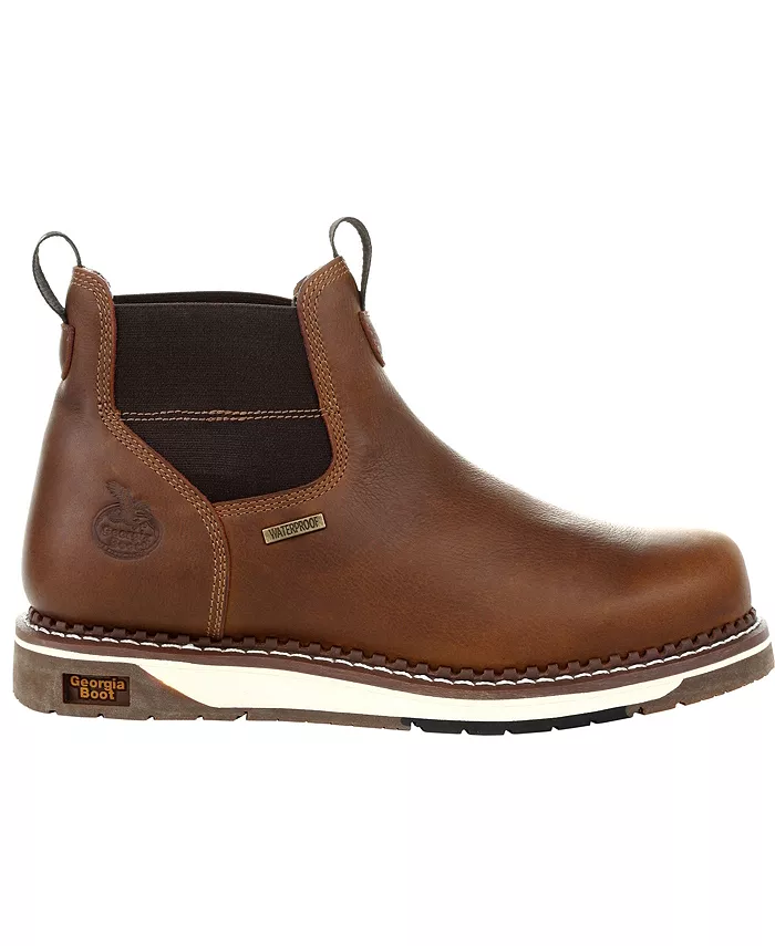 

Мужские водонепроницаемые рабочие ботинки Chelsea AMP LT Wedge Georgia Boot, коричневый