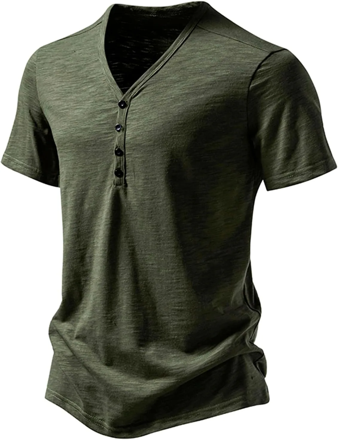 

Мужская футболка Black с V-образным вырезом и пуговицами, летняя, дышащая