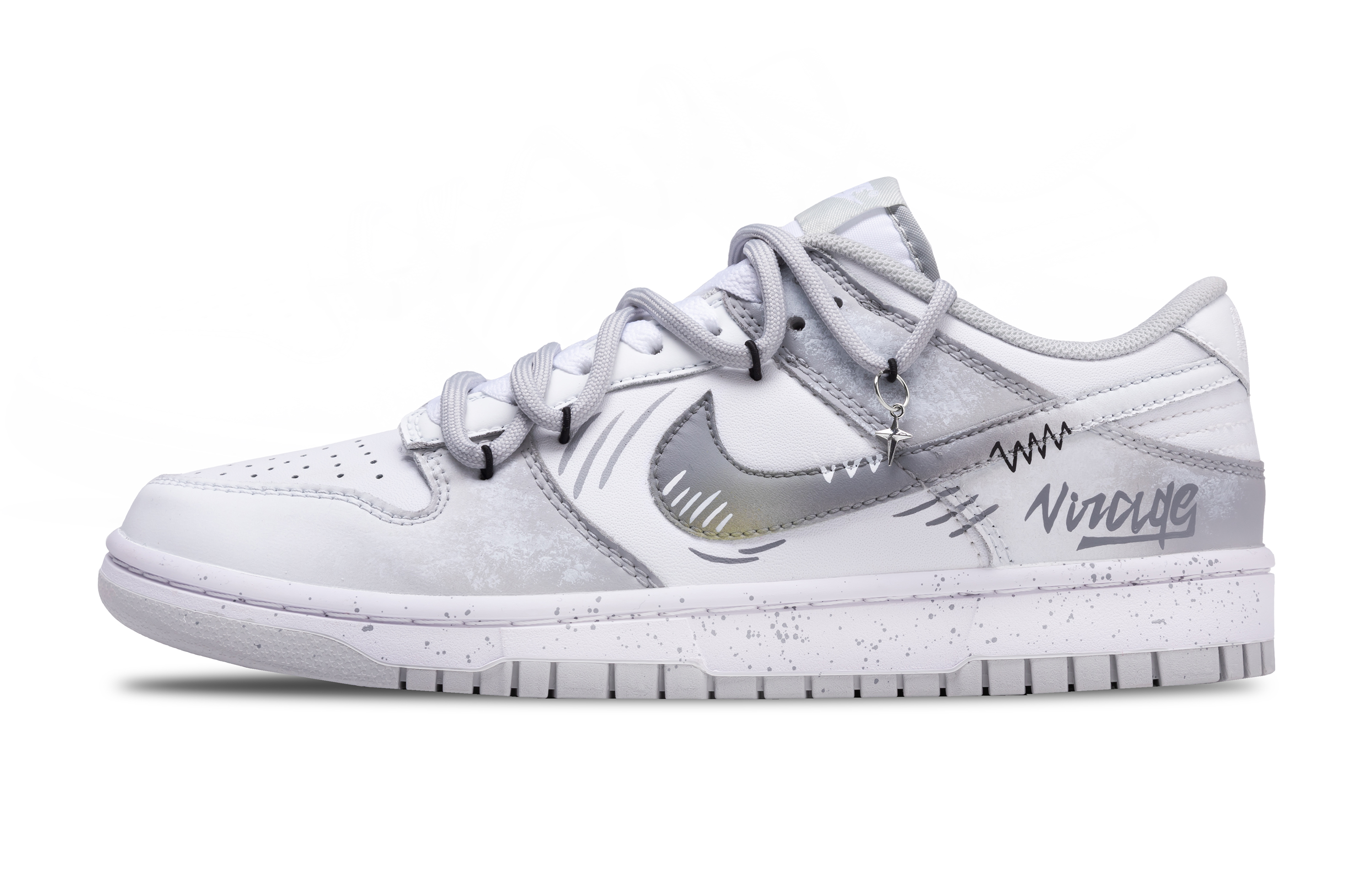 

Nike Кроссовки для скейтбординга Dunk Sunny And Rainy Weather Chart, износостойкие, нескользящие, низкие, мужские, серо-белые